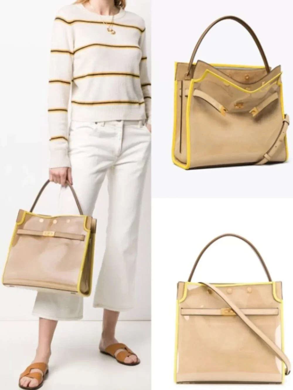 Tory Burch Lee Radziwill Raincoat Double Satchel/Shoulder Strap in Clear Multi